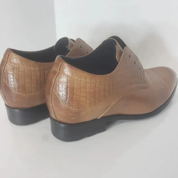 Calto Mens  Brown/Tan Leather Increasing Hight Elevator Dress Shoes,US8. - Picture 3 of 11